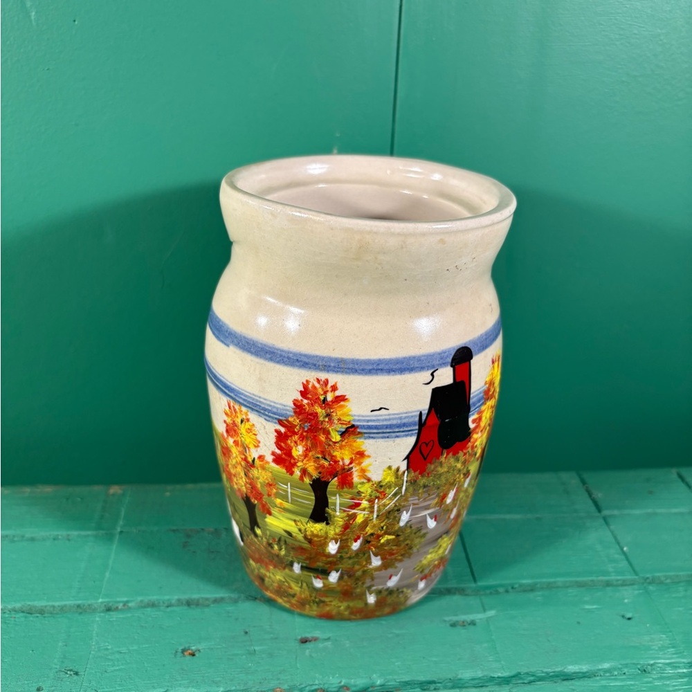 Handcrafted Ceramic Vase with Autumn Scene